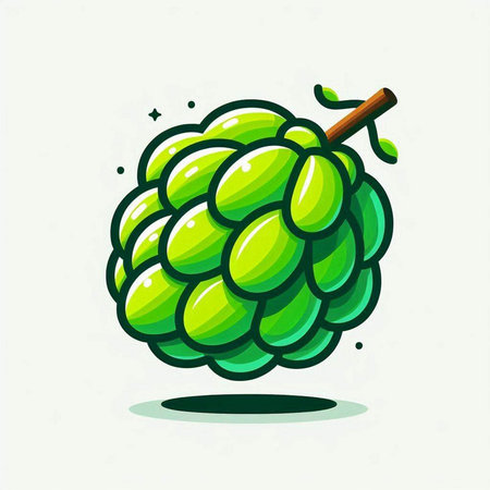 Custard apple fruit icon in cartoon style. Vector illustration.のイラスト素材