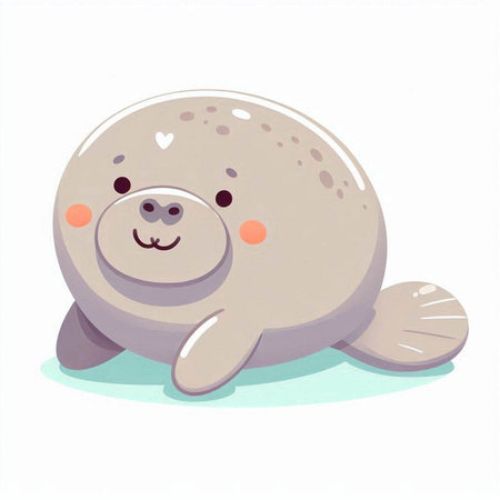 Cute cartoon seal. Vector illustration on a white background. Isolated.のイラスト素材