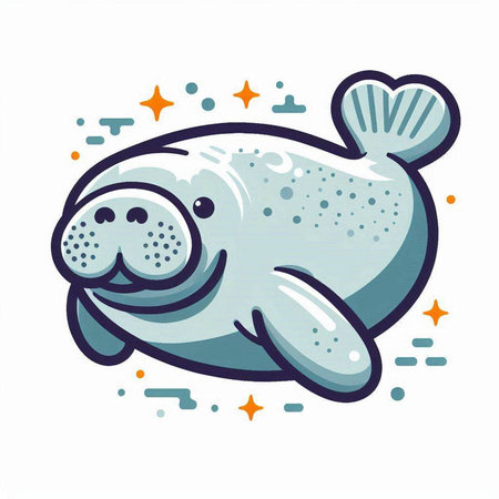 Cute cartoon seal. Vector illustration isolated on a white background.のイラスト素材