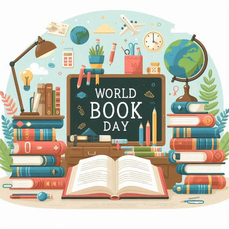 World Book Day. Flat design vector illustration. Concept for education and learning.のイラスト素材