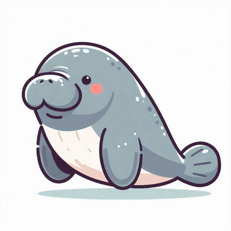 Cute cartoon walrus. Vector illustration on a white background.のイラスト素材