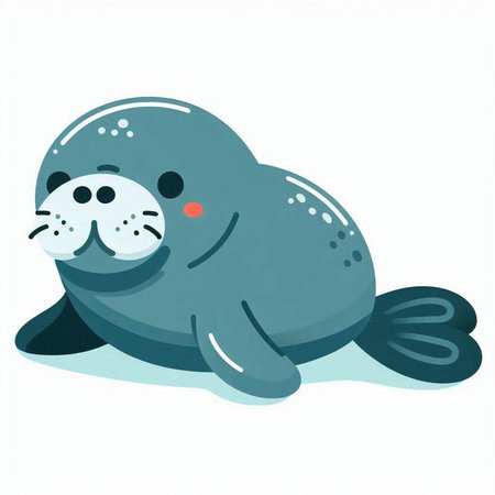 Cute seal on a white background. Vector illustration in cartoon style.のイラスト素材