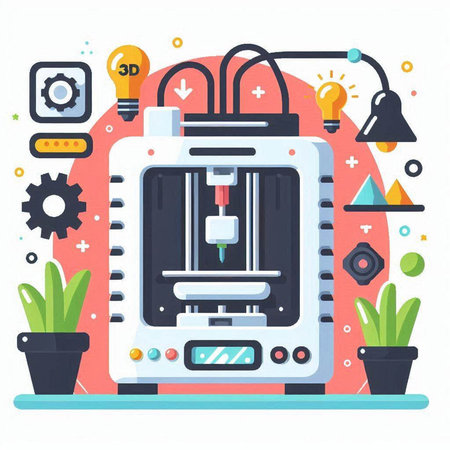 3D printer in flat design style. Vector illustration for your design.のイラスト素材