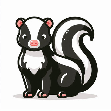 Cute cartoon skunk on a white background. Vector illustration.のイラスト素材