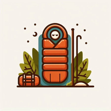 Vector illustration of a cute baby sleeping in a sleeping bag. Boho style.のイラスト素材