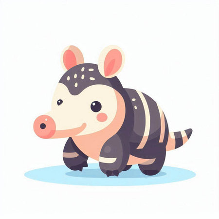 Cute little baby rhinoceros on white background. Vector illustration.のイラスト素材