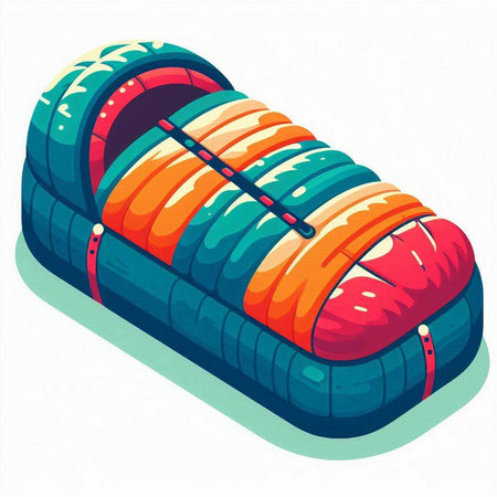 Illustration of a modern inflatable mattress isolated on a white backgroundのイラスト素材