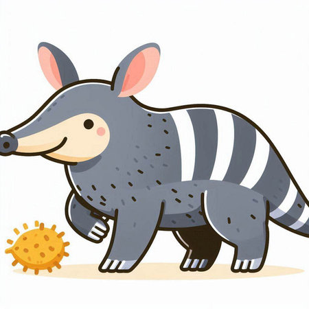 Cartoon vector illustration of an armadillo with a virus.のイラスト素材