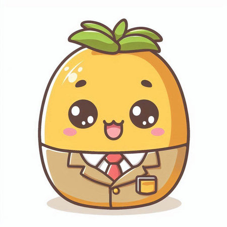 kawaii orange cartoon character isolated on white background vector illustration.のイラスト素材