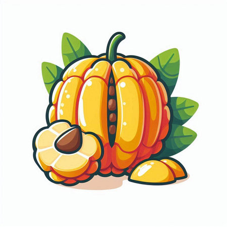 Pumpkin isolated on white background. Vector illustration in cartoon style.のイラスト素材