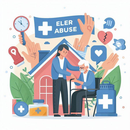 Elderly people health care concept. Flat vector cartoon style illustration.のイラスト素材