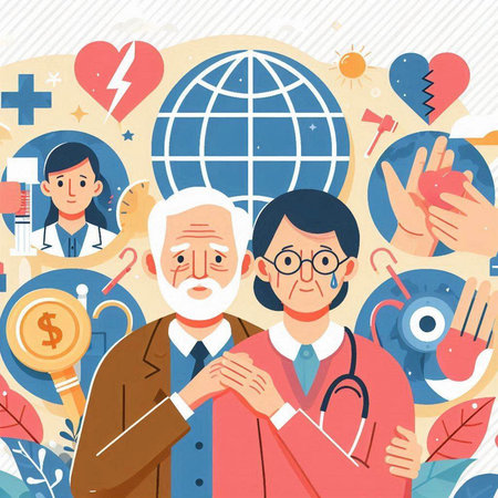 Healthcare and medicine concept with doctor and senior couple. Vector illustrationのイラスト素材