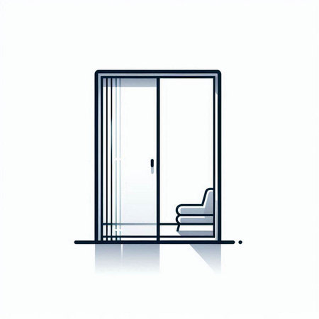 Illustration of a closed glass door, isolated on a white backgroundのイラスト素材
