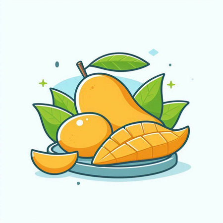 Mango fruit icon. Vector illustration isolated on white background. Mango vector icon.のイラスト素材