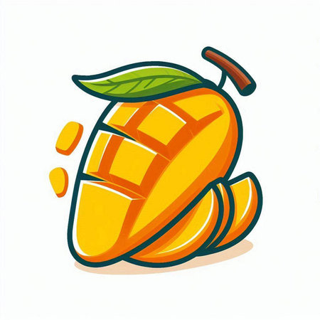 mango fruit icon on white background. vector illustration. mango fruit iconのイラスト素材