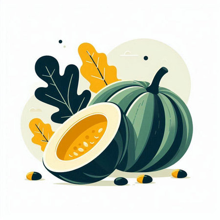 Pumpkin vector illustration. Vegetarian and healthy food concept.のイラスト素材