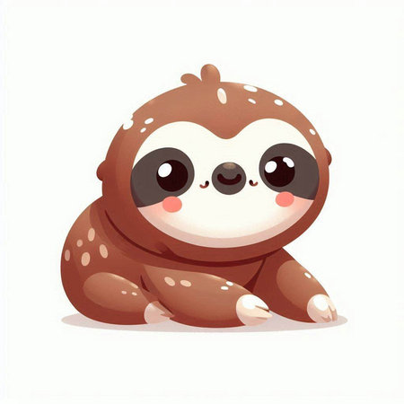 Cute cartoon sloth isolated on white background. Vector illustration.のイラスト素材