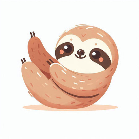 Cute cartoon sloth. Vector illustration isolated on white background.のイラスト素材