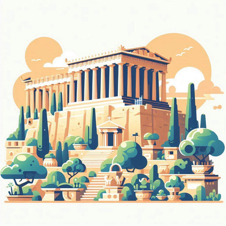 Athens, Greece - famous landmark. Vector illustration in flat styleのイラスト素材