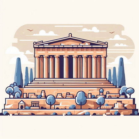 Athens, Greece. Parthenon. Vector illustration in flat styleのイラスト素材