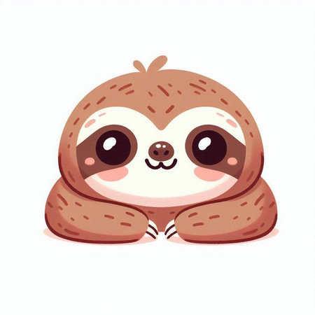 Cute cartoon sloth. Vector illustration isolated on white background.のイラスト素材