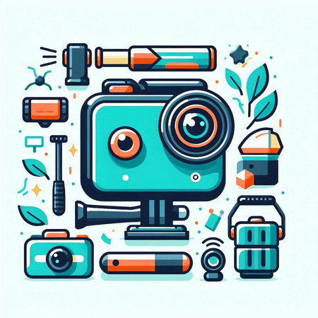 Flat design vector illustration concept of modern technology, video camera.のイラスト素材