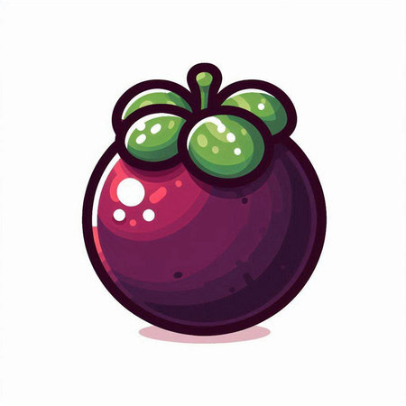 Mangosteen fruit on white background. Vector illustration of a mangosteen.のイラスト素材