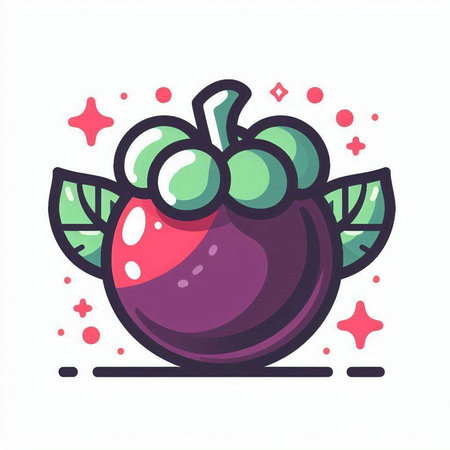 Mangosteen fruit icon. Vector illustration of a mangosteen.のイラスト素材