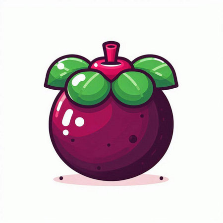 Mangosteen fruit vector illustration. Isolated mangosteen on white background.のイラスト素材