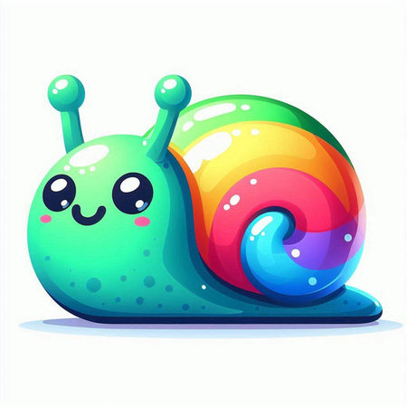 Cute cartoon snail. Vector illustration isolated on a white background.のイラスト素材