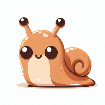 Cute cartoon snail isolated on a white background. Vector illustration.のイラスト素材