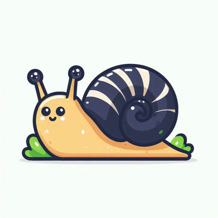 Cute cartoon snail. Vector illustration isolated on a white background.のイラスト素材