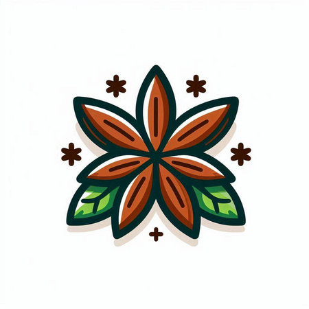 Star anise icon isolated on white background. Hand drawn vector illustration.のイラスト素材