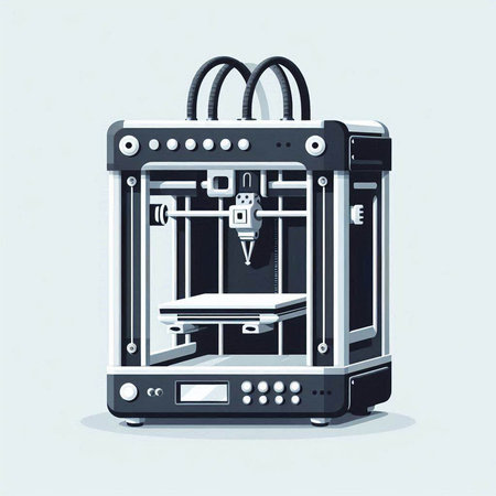 3D printer machine. Vector illustration of 3D printer machine.のイラスト素材