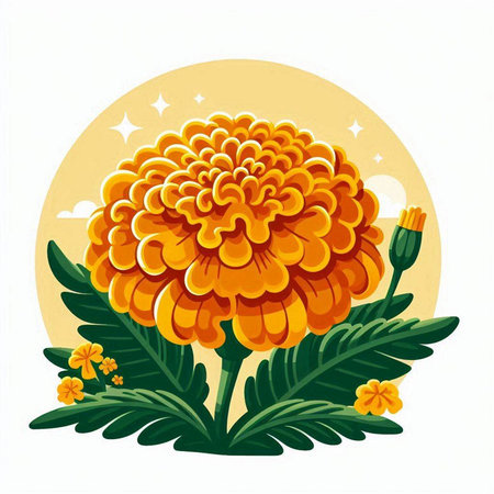 Illustration of a chrysanthemum on a white backgroundのイラスト素材