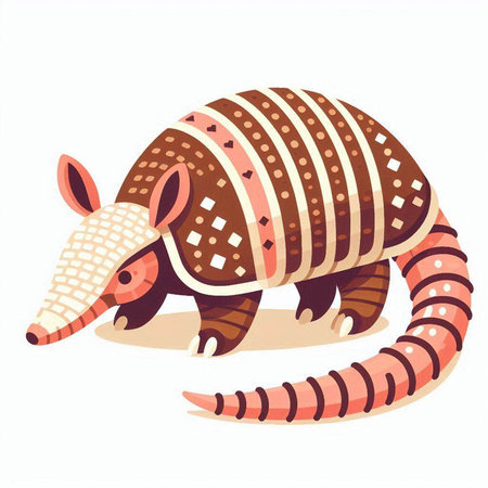 Armadillo isolated on white background. Vector illustration in cartoon style.のイラスト素材