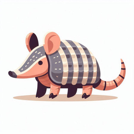 Cute cartoon armadillo isolated on white background. Vector illustration.のイラスト素材