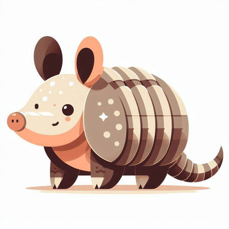 Cute cartoon little armadillo isolated on white background. Vector illustration.のイラスト素材