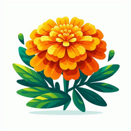 Marigold flower. Vector illustration isolated on a white background.のイラスト素材