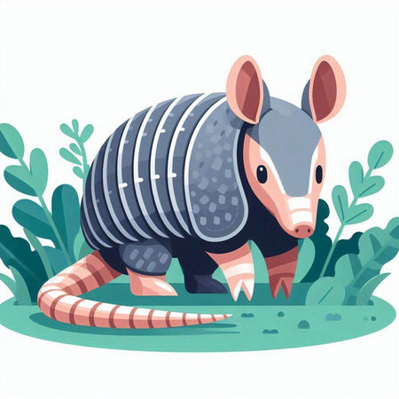 Armadillo in the jungle. Cute cartoon vector illustration.のイラスト素材