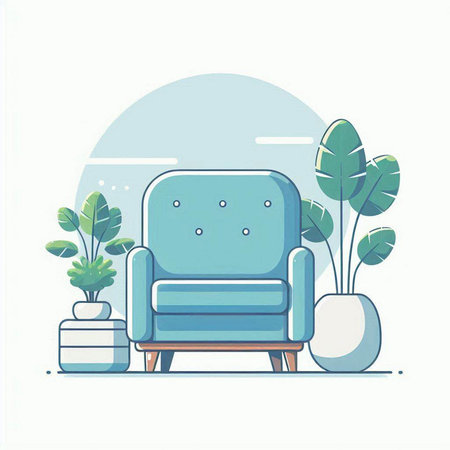 Comfortable armchair in the living room. Flat vector illustration.のイラスト素材