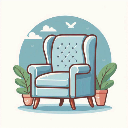 Comfortable armchair in flat style. Vector illustration of armchair.のイラスト素材