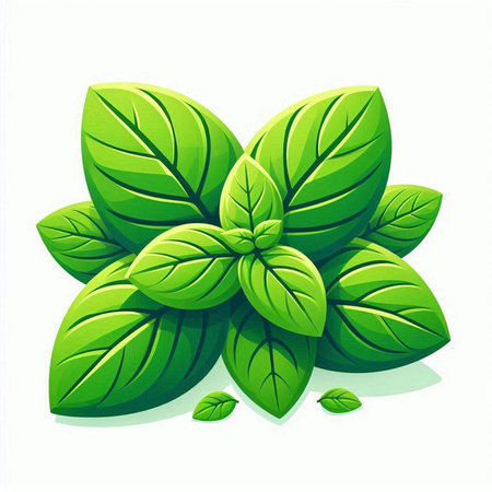 Basil leaves on a white background. Vector illustration. Eps 10.のイラスト素材