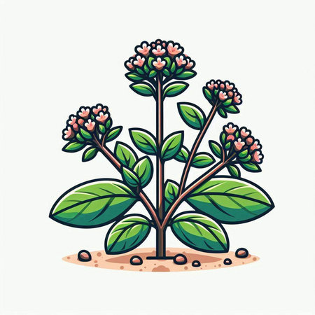Oregano plant. Vector illustration of oregano plant.のイラスト素材