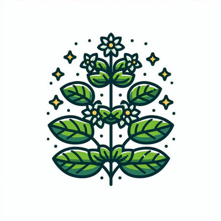 Leafs and flowers icon. Hand drawn vector illustration. Isolated on white backgroundのイラスト素材