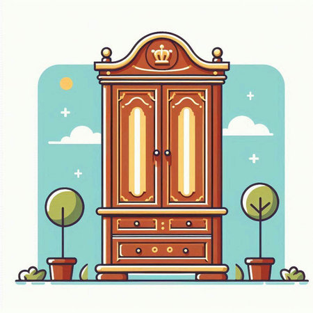 Cupboard with a crown. Vector illustration in flat style.のイラスト素材