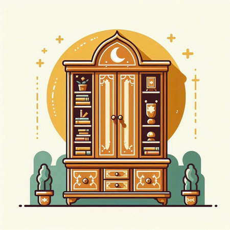 Illustration of a vintage cabinet. Vector illustration in retro style.のイラスト素材