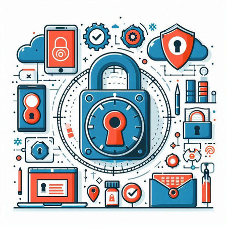 Internet security concept. Data protection and data safety. Vector illustration.のイラスト素材