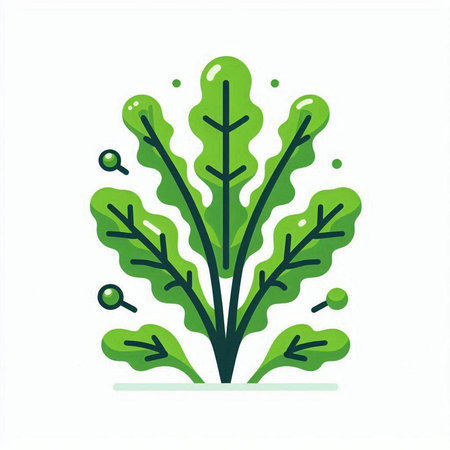 Green leaves isolated on white background. Vector illustration in flat style.のイラスト素材
