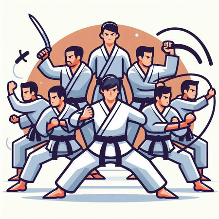 Taekwondo martial art, karate. Vector illustration.のイラスト素材